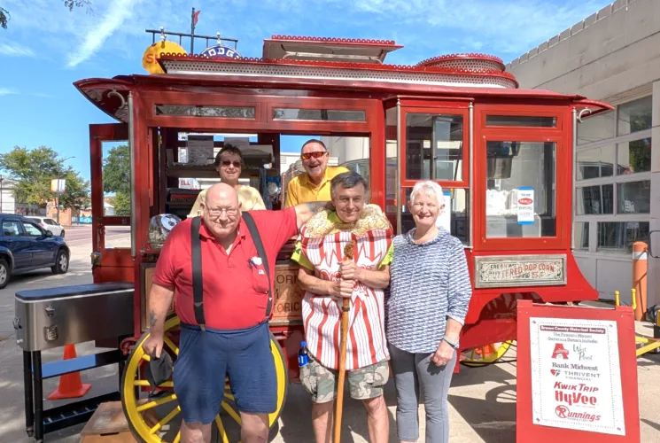 Denny Warta Day at BCHS popcorn wagon 